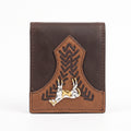 Cartera / Billetera de Piel Bitono con Bordado Estilo Botero y Aplique de Caballo / Potro