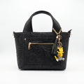 Bolso Tote / Satchel de Piel Cincelada en Negro Clásico