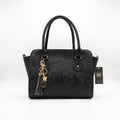 Bolso Tote / Satchel de Piel Cincelada en Negro Elegante