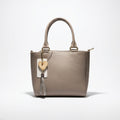 Bolso Tote / Handbag de Piel Estructurado en Tono Taupe / Visón